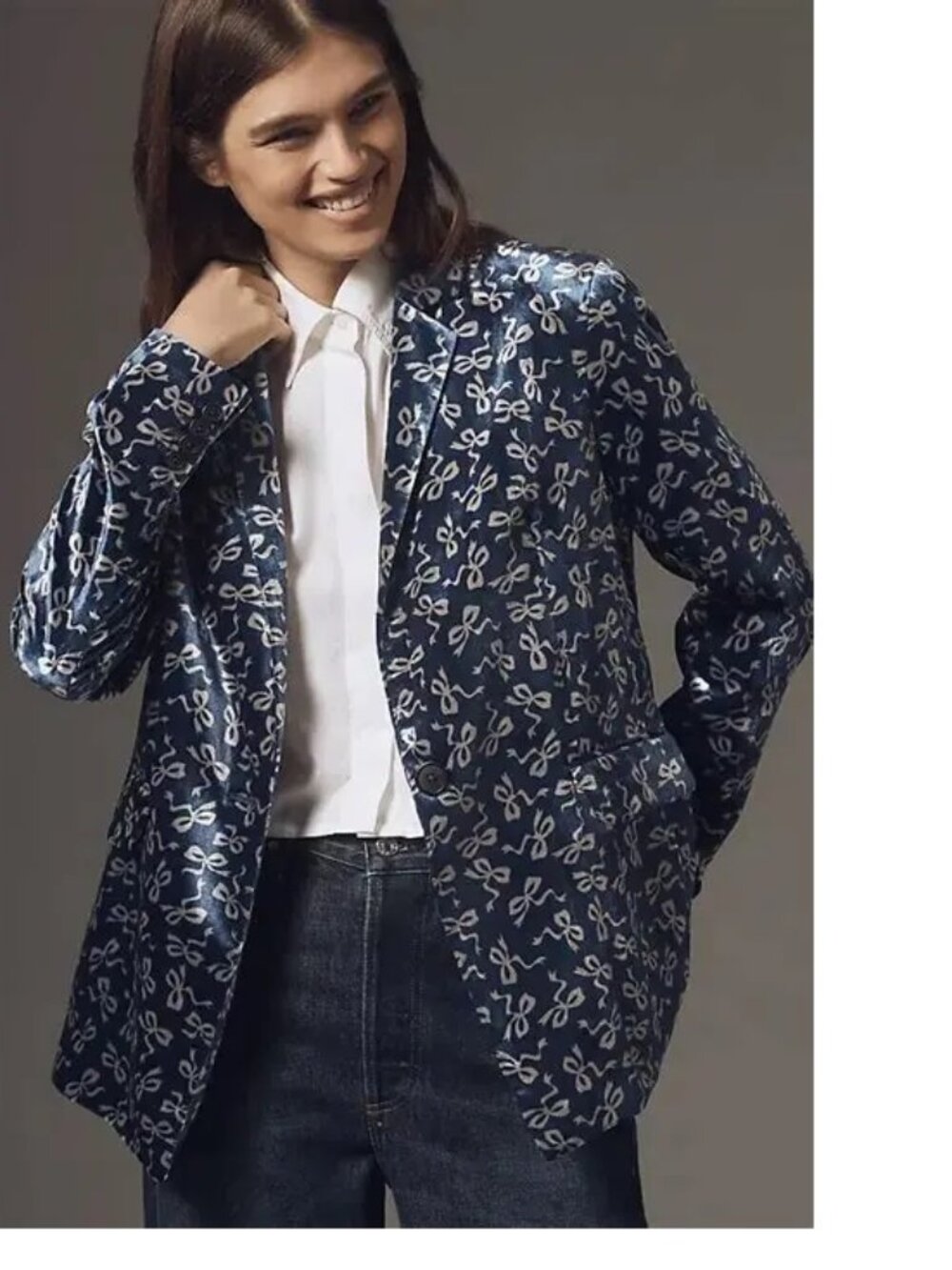Anthropologie Tessie Blazer by Maeve: Velvet Edition size XS blue color new